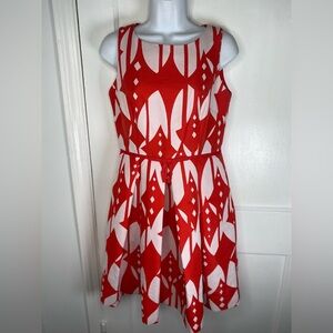 Just Taylor Stylish Red and White Women’s Dress with Pockets